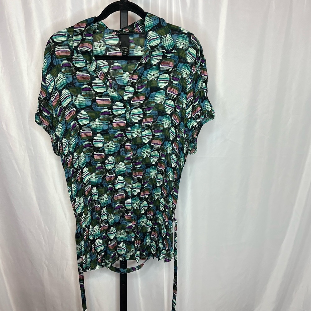 Lane Bryant Factory Circle Print Textured Blouse,… - image 1